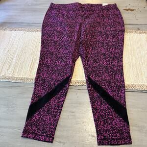 NWT Livi Active Signature Stretch Leggings Purple Black Sz 22 24 Lane Bryant